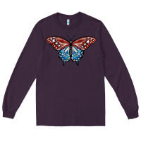 Plum Patriotic American Butterfly Long Sleeve Tee - LillyAllenDesigns