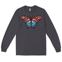 Smoke Patriotic American Butterfly Long Sleeve Tee - LillyAllenDesigns
