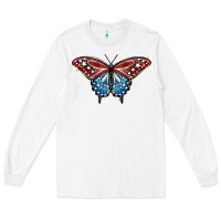 White Patriotic American Butterfly Long Sleeve Tee - LillyAllenDesigns