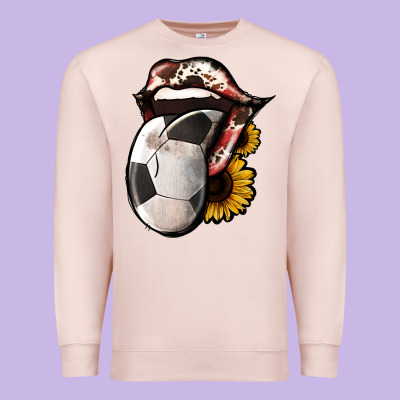 Soccer Tongue Premium Sweatshirt Designed By Jasminsmagicworld