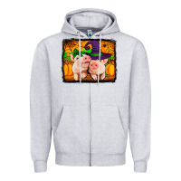 Heather Grey halloween pigs Zipper Hoodie - Jasminsmagicworld