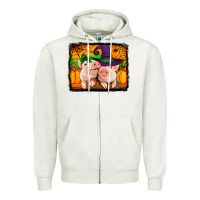 Oatmeal Heather halloween pigs Zipper Hoodie - Jasminsmagicworld