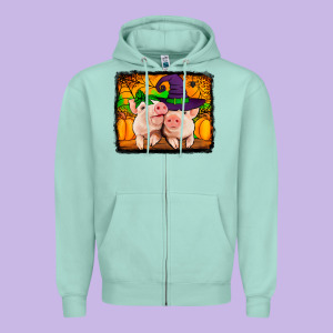 Halloween Pigs Zipper Hoodie Designed By Jasminsmagicworld