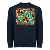 Navy cancer turquoise cowhide Heavyweight Sweatshirt - RanaPortraitStore