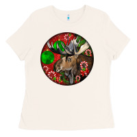 Bone moose buck deer christmas Ladies Tee - LillyAllenDesigns