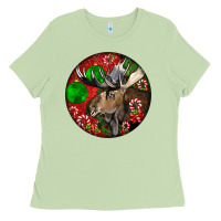 Matcha moose buck deer christmas Ladies Tee - LillyAllenDesigns