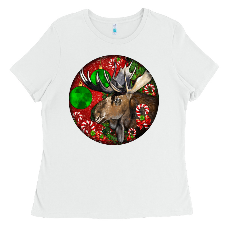Moose Buck Deer Christmas Ladies Tee by LillyAllenDesigns | Teevron