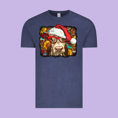 Christmas Cow Vintage Tee Designed By Lillyallendesigns