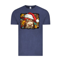 Vintage Denim Christmas Cow Vintage Tee - LillyAllenDesigns