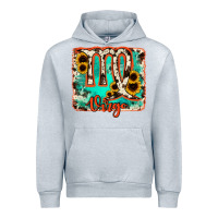 Heather Grey virgo turquoise cowhide Urban Hoodie - RanaPortraitStore