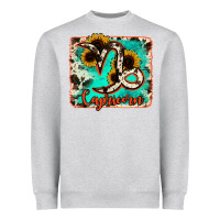 Heather Grey capricorn turquoise cowhide Heavyweight Sweatshirt - RanaPortraitStore