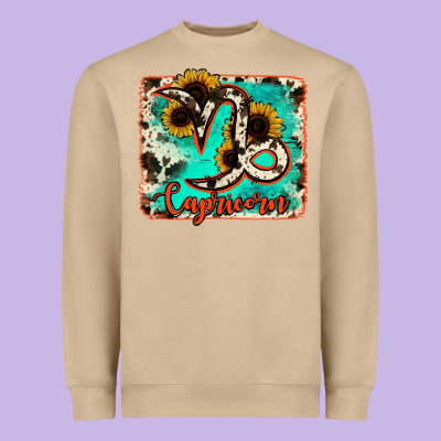 Capricorn Turquoise Cowhide Heavyweight Sweatshirt Designed By Ranaportraitstore