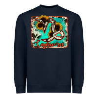 Navy capricorn turquoise cowhide Heavyweight Sweatshirt - RanaPortraitStore
