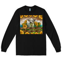 Black Western Charolais Heifer With Sunflowers Long Sleeve Tee - LillyAllenDesigns