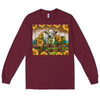 Burgundy Western Charolais Heifer With Sunflowers Long Sleeve Tee - LillyAllenDesigns