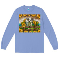Colony Blue Western Charolais Heifer With Sunflowers Long Sleeve Tee - LillyAllenDesigns