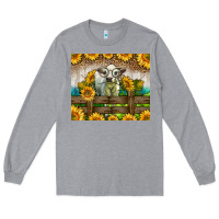 Heather Grey Western Charolais Heifer With Sunflowers Long Sleeve Tee - LillyAllenDesigns