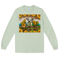 Matcha Western Charolais Heifer With Sunflowers Long Sleeve Tee - LillyAllenDesigns