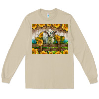 Mushroom Western Charolais Heifer With Sunflowers Long Sleeve Tee - LillyAllenDesigns