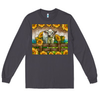 Smoke Western Charolais Heifer With Sunflowers Long Sleeve Tee - LillyAllenDesigns
