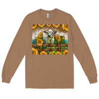 Toasted Coconut Western Charolais Heifer With Sunflowers Long Sleeve Tee - LillyAllenDesigns