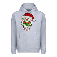 Heather Grey sugar skull  christmas Premium Hoodie - BarkalooDesign