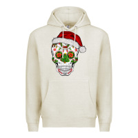 Oatmeal Heather sugar skull  christmas Premium Hoodie - BarkalooDesign