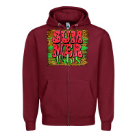Burgundy summer vibes watermelon leopard background Zipper Hoodie - Jasminsmagicworld
