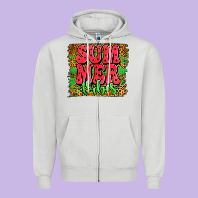 Summer Vibes Watermelon Leopard Background Zipper Hoodie Designed By Jasminsmagicworld