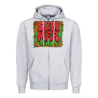 Heather Grey summer vibes watermelon leopard background Zipper Hoodie - Jasminsmagicworld