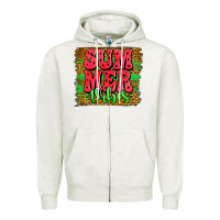 Oatmeal Heather summer vibes watermelon leopard background Zipper Hoodie - Jasminsmagicworld