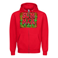 Red summer vibes watermelon leopard background Zipper Hoodie - Jasminsmagicworld