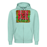 Seafoam summer vibes watermelon leopard background Zipper Hoodie - Jasminsmagicworld