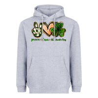 Heather Grey peace love st.patrick's day Heavyweight Hoodie - Jasminsmagicworld