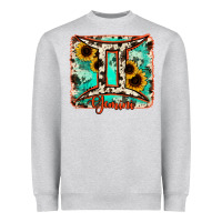 Heather Grey gemini turquoise cowhide Heavyweight Sweatshirt - RanaPortraitStore