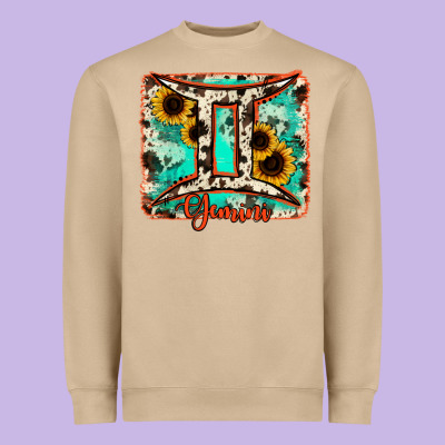 Gemini Turquoise Cowhide Heavyweight Sweatshirt Designed By Ranaportraitstore