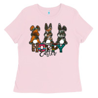 Bubblegum Pink Hoppy Easter Ladies Tee - CowhideDigitalArt