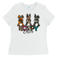 White Hoppy Easter Ladies Tee - CowhideDigitalArt