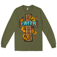 Army Green Western Faith Cross Butterfly Long Sleeve Tee - LillyAllenDesigns