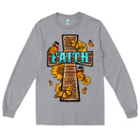 Heather Grey Western Faith Cross Butterfly Long Sleeve Tee - LillyAllenDesigns