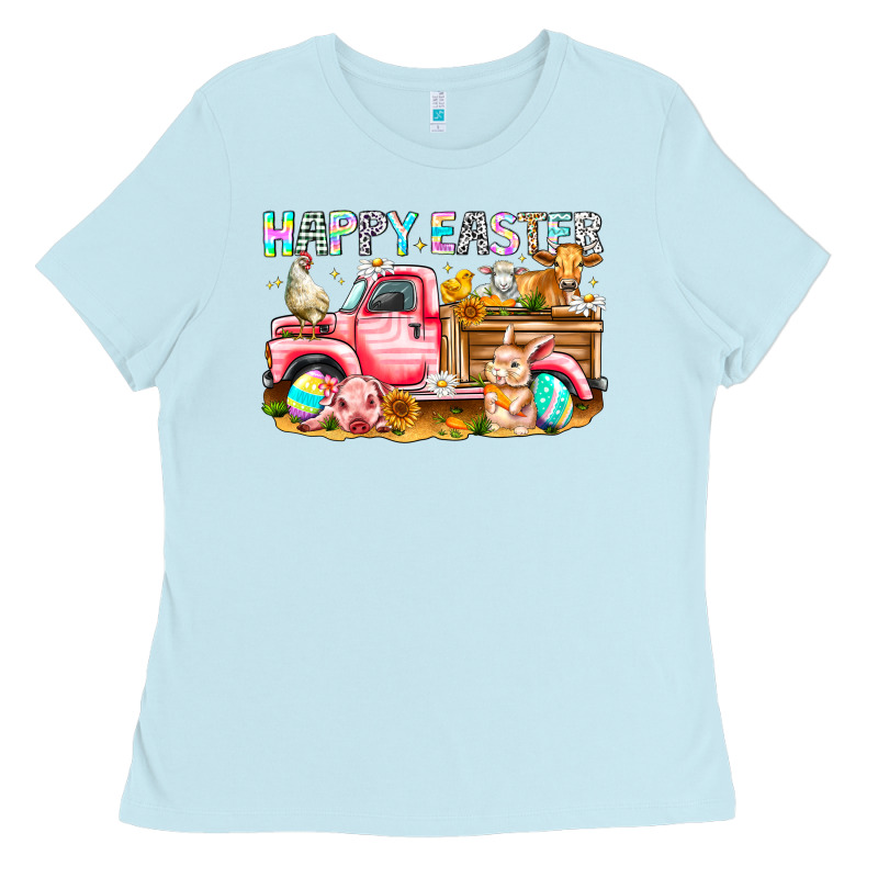 Happy Easter Animal Farm Truck Ladies Tee by CowhideDigitalArt | Teevron