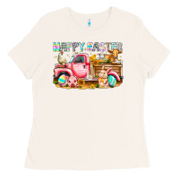 Bone Happy Easter Animal Farm Truck Ladies Tee - CowhideDigitalArt