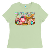 Matcha Happy Easter Animal Farm Truck Ladies Tee - CowhideDigitalArt