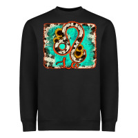 Black leo turquoise cowhide Heavyweight Sweatshirt - RanaPortraitStore