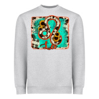 Heather Grey leo turquoise cowhide Heavyweight Sweatshirt - RanaPortraitStore