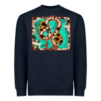 Navy leo turquoise cowhide Heavyweight Sweatshirt - RanaPortraitStore