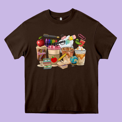 Teacher Coffee Cups Heavy Core Tee Designed By Fadigitalartstudio