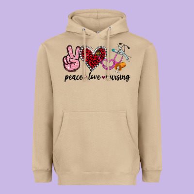 Peace Love Nursing Heavyweight Hoodie Designed By Jasminsmagicworld