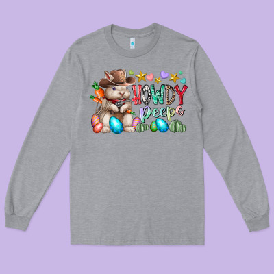Howdy Peeps Long Sleeve Tee Designed By Racoondesign