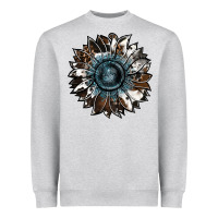 Heather Grey cowhide leopard and  leather sunflower Heavyweight Sweatshirt - RanaPortraitStore
